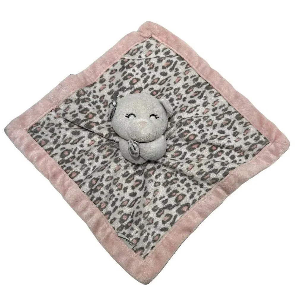 Carters Bear Kitty Cat Lovey Leopard Cheetah‎ Print Pink Plush Security Blanket